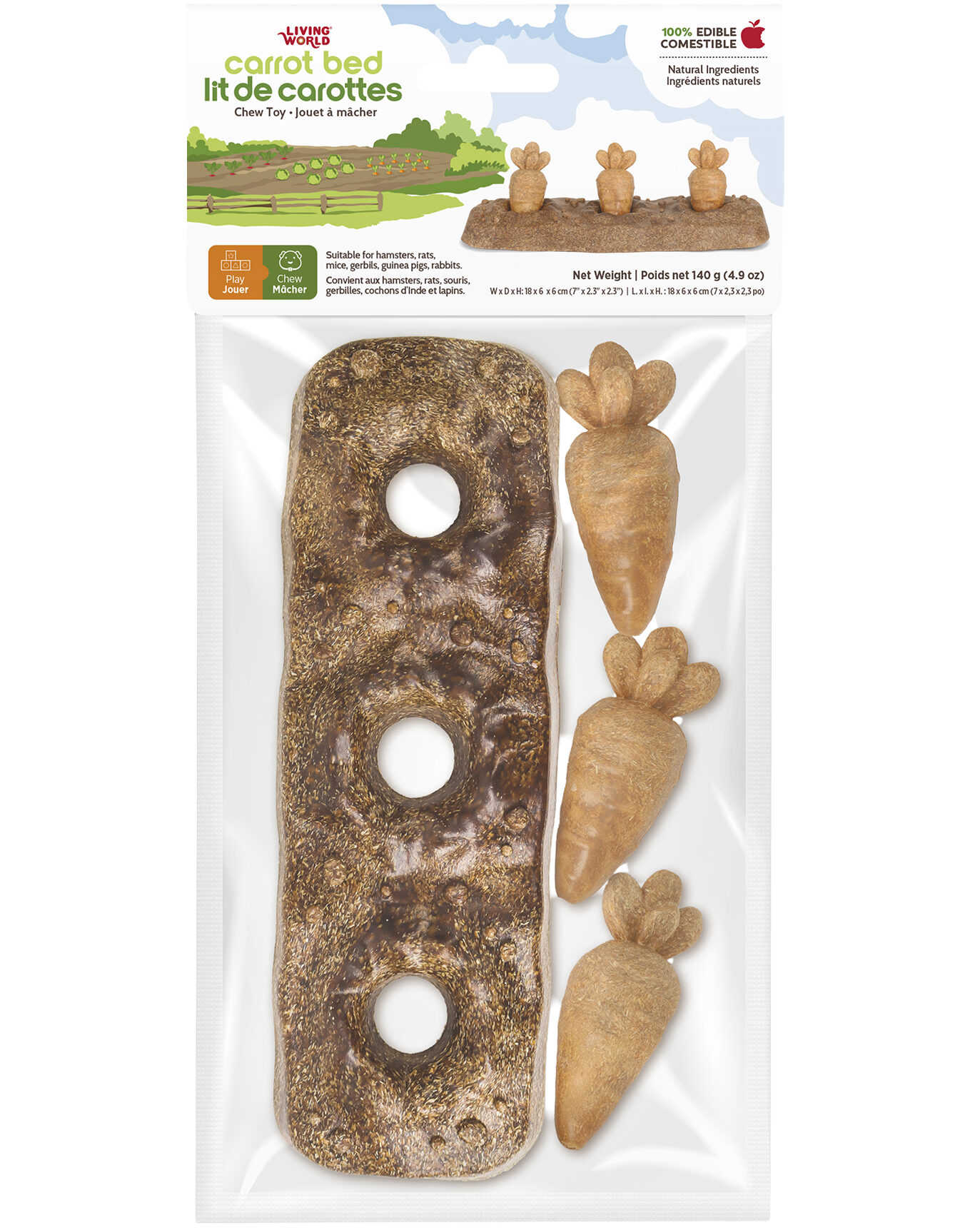 Living World Edible Carrot Bed Chew Toy